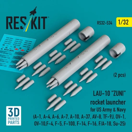 Reskit 32-0534 1/32 LAU-10 ZUNI Rocket Launcher for US Army/Navy (2pcs)