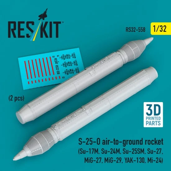 Reskit RS32-0558 1/32 S-25-O Air-to-ground Rocket (2pcs) for Su-17M/Su-24M/Su-25SM/Su-27