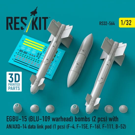 Reskit RS32-0564 1/32 EGBU-15 BLU-109 Warhead Bombs (2pcs) with AN/AXQ-14 Data Link Pod