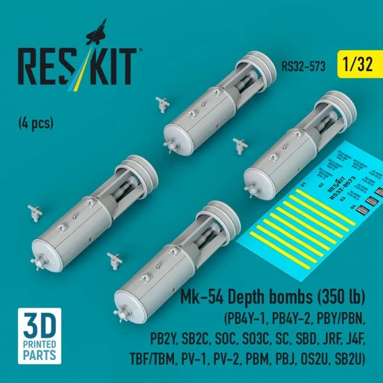 Reskit 32-0573 1/32 Mk-54 Depth Bombs 350lb (4pcs)