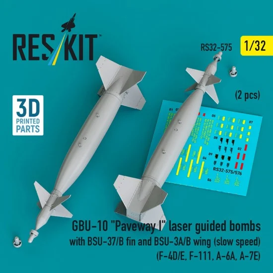 Reskit RS32-0575 1/32 GBU-10 Paveway I Bombs with BSU-37/B Fin and BSU-3A/B Wing (slow speed)