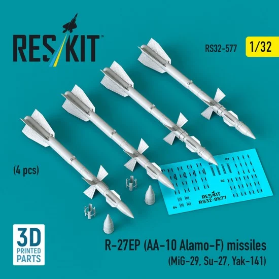 Reskit 32-0577 1/32 R-27EP (AA-10 Alamo-F) Missiles (4pcs) for MiG-29/Su-27/Yak-141