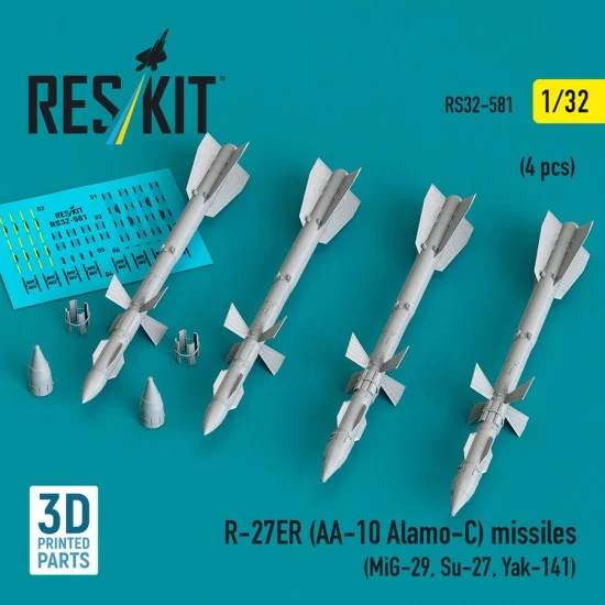 Reskit 32-0581 1/32 R-27ER (AA-10 Alamo-C) Missiles (4pcs) for MiG-29/Su-27/Yak-141