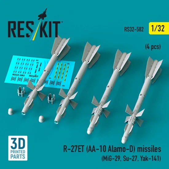 Reskit 32-0582 1/32 R-27ET (AA-10 Alamo-D) Missiles (4pcs) for MiG-29/Su-27/Yak-141