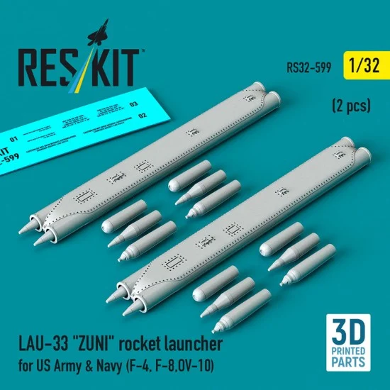 Reskit 32-0599 1/32 LAU-33 ZUNI Rocket Launcher for US Army/Navy (2pcs) for F-4/F-8/OV-10