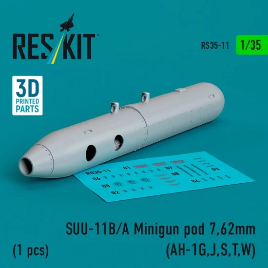 Reskit RS35-0011 1/35 SUU-11B/A MiniGun Pod 7.62mm for AH-1G,J,S,T,W