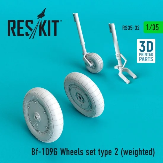 Reskit RS35-0032 1/35 Bf-109G Wheels set Type 2 (weighted) for Border Model