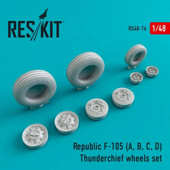 Reskit RS48-0076 1/48 Republic F-105 A/B/C/D Thunderchief Wheels Set for Hasegawa/Hobby Boss/Revell kits