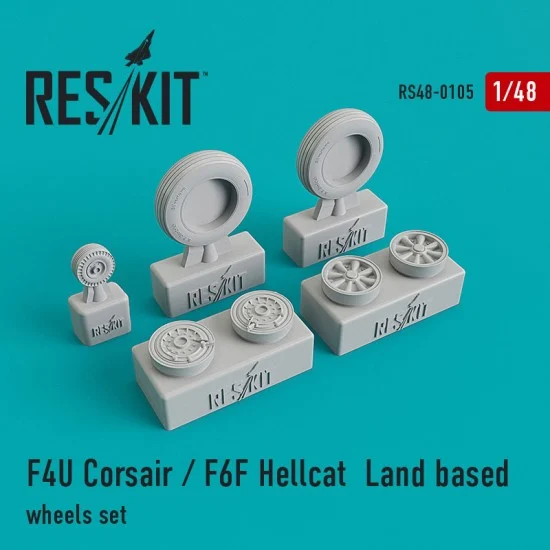 Reskit RS48-0105 1/48 F4U Corsair/F6F Hellcat Land Based Wheels Set for Tamiya/Hobby Boss/Revell kits