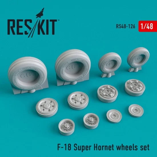 Reskit RS48-0126 1/48 F-18 Super Hornet Wheels set for Academy/Hasegawa/Hobby Boss/Italeri/Revell kits