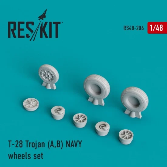 Reskit RS48-0206 1/48 T-28 Trojan (A/B) NAVY Wheels set for Monogram/Roden/Revell/AMG kits
