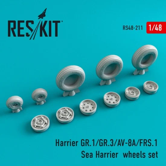 Reskit RS48-0211 1/48 Harrier Gr.1/Gr.3/Av-8A/Frs.1/Sea Harrier Wheels Set for Hasegawa/Eduard/Heller kits