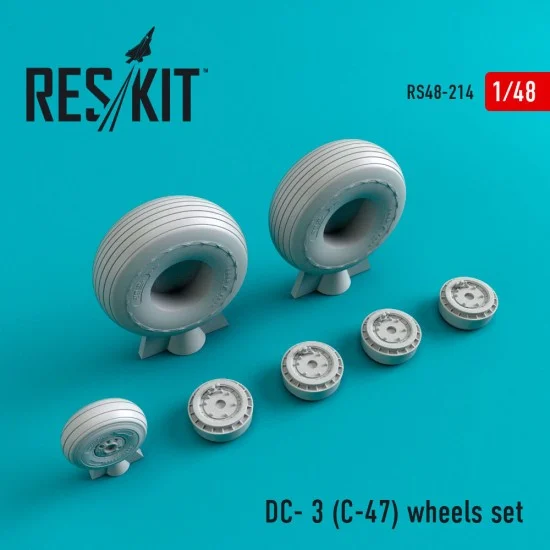 Reskit RS48-0214 1/48 Douglas DC-3 (C-47) Wheels Set for Hasegawa/Monogram/Revell kits