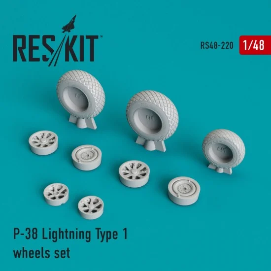Reskit RS48-0220 1/48 P-38 Lightning Type 1 Wheels set for Academy/Tamiya/Eduard/Hasegawa kits