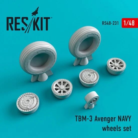 Reskit RS48-0231 1/48 TBM-3 Avenger Navy Wheels Set for Academy/Accurate Miniatures/HobbyBoss kits