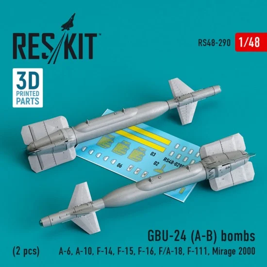 Reskit RS48-0290 1/48 GBU-24 (A-B) Bomb (2pcs) for A-6, A-10, F-14, F-15, F-16, F/A-18, F-111, Mirage 2000