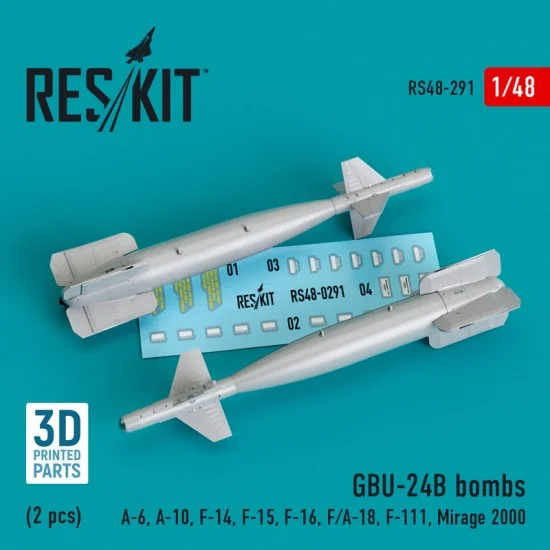 Reskit RS48-0291 1/48 GBU-24 (B) Bomb (2pcs) for A-6, A-10, F-14, F-15, F-16, F/A-18, F-111, Mirage 2000