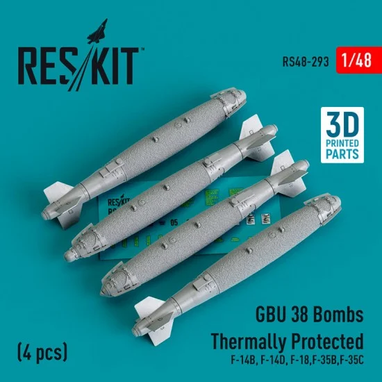 Reskit RS48-0293 1/48 GBU 38 Bomb Thermally Protected (4pcs) for F-14B, F-14D, F-18, F-35B, F-35C