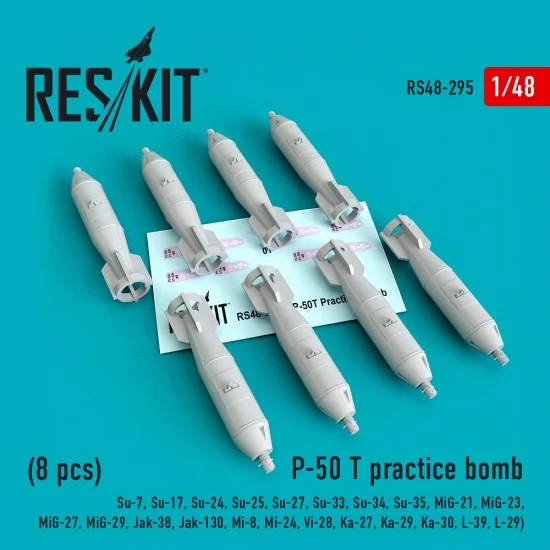 Reskit RS48-0295 1/48 P-50 T Practice Bomb (8pcs) for Smer/KP/Eduard/Trumpeter/HobbyBoss/Kitty Hawk/Zvezda