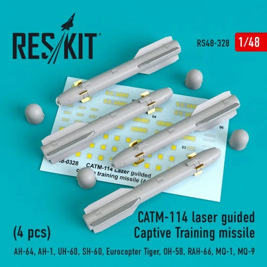Reskit RS48-0328 1/48 CATM-114 Laser Guided Captive Training Missiles (4pcs) for Airfix/Italeri