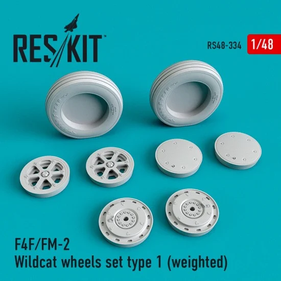 Reskit RS48-0334 1/48 Grumman F-4F/FM-2 Wildcat Wheels set Type 1 (weighted)