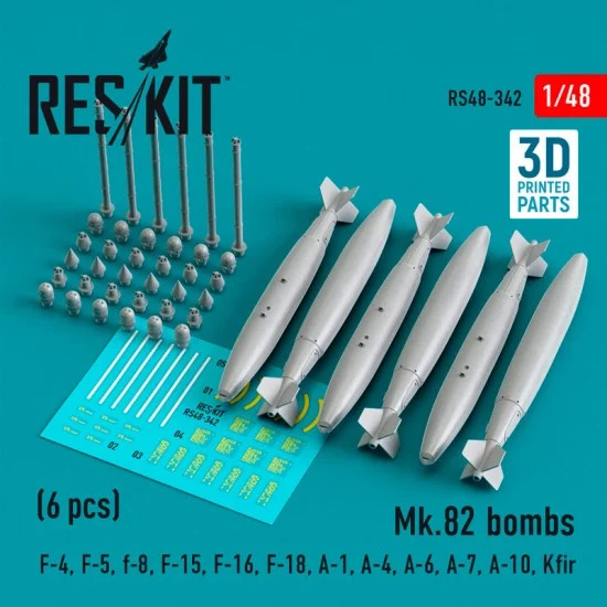 Reskit RS48-0342 1/48 Mk.82 Bombs (4pcs) for Academy/Eduard/Hasegawa/Fujimi/GWH/Italeri/Revell