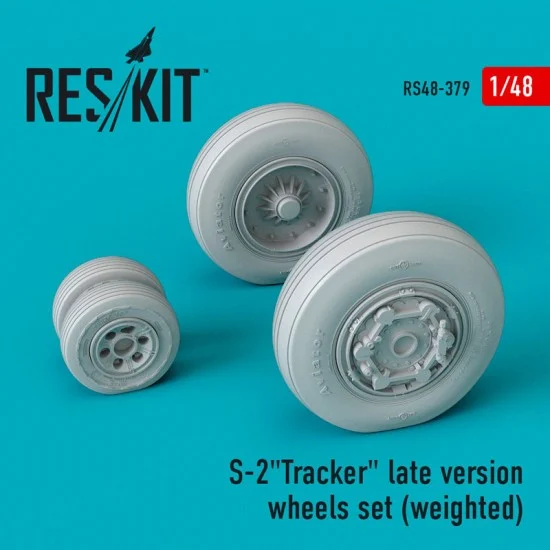 Reskit RS48-0379 1/48 Grumman S-2 Tracker Late Wheels (weighted) for Kinetic/Italeri/Wolfpack