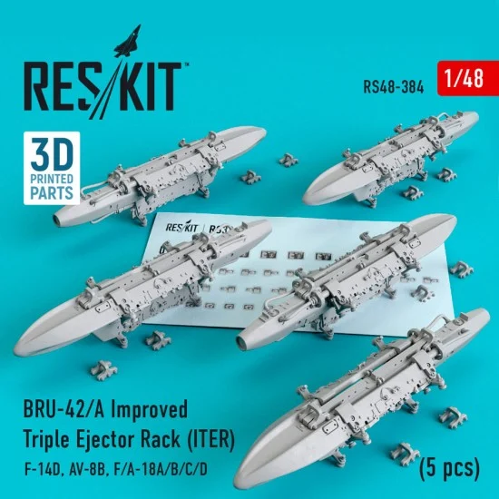 Reskit RS48-0384 1/48 BRU-42/A Improved Triple Ejector Rack (ITER) (5pcs)