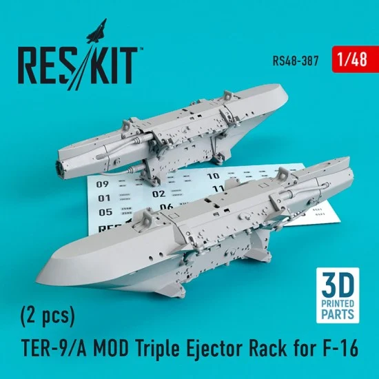 Reskit RS48-0387 1/48 TER-9/A MOD Triple Ejector Rack for F-16 (2pcs) (3D Printing)
