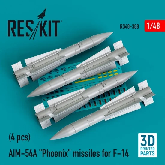 Reskit RS48-0388 1/48 AIM-54A Phoenix Missiles for F-14 Tomcat (4pcs)