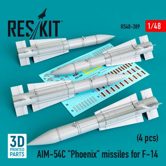 Reskit RS48-0389 1/48 AIM-54C Phoenix Missiles for F-14 Tomcat (4pcs)
