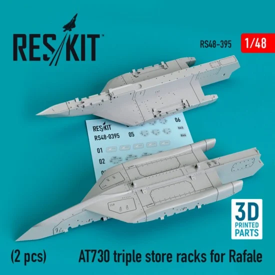 Reskit RS48-0395 1/48 AT730 Triple Store Racks for Rafale (2pcs)