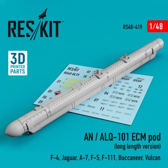 Reskit RS48-0419 1/48 AN / ALQ-101 ECM Pod (long length version) for F-4, Jaguar, A-7, F-5, F-111