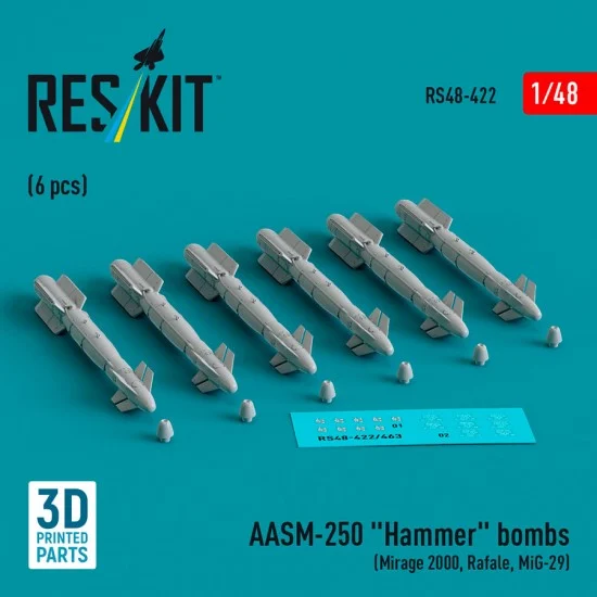 Reskit RS48-0422 1/48 AASM-250 Hammer (6pcs) for Mirage 2000, Rafale, MiG-29