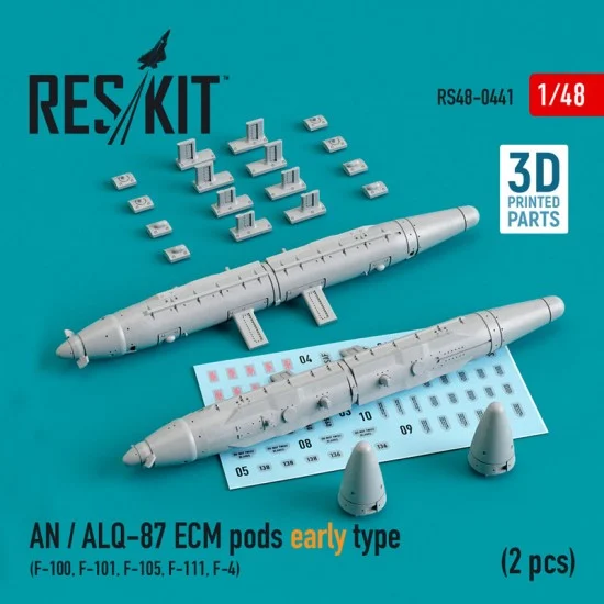 Reskit RS48-0441 1/48 AN / ALQ-87 ECM Pods Early Type (2pcs) for F-100, F-101, F-105, F-111, F-4