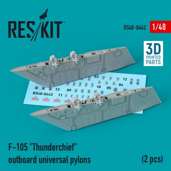 Reskit RS48-0443 1/48 F-105 Thunderchief Outboard universal Pylons (2pcs, 3D Printing)