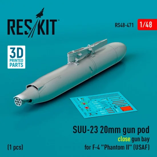 Reskit RS48-0471 1/48 Suu-23 20mm Gun Pod (Close Gun Bay) for USAF F-4 Phantom II (1pc)