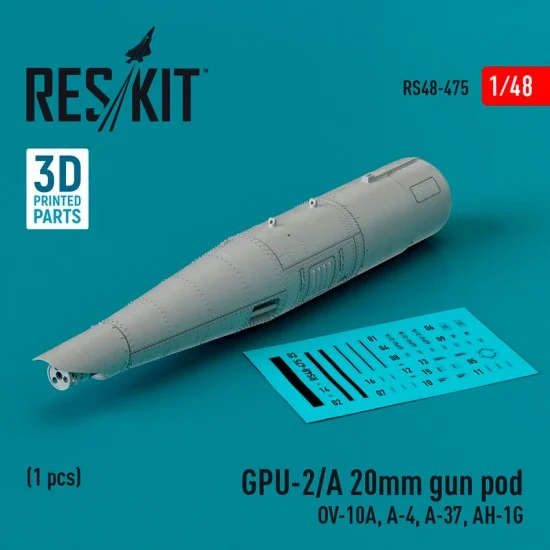 Reskit RS48-0475 1/48 GPU-2/A 20mm Gun Pod (1pc) for OV-10A/ A-4/ A-37/ AH-1G