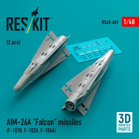 Reskit RS48-0489 1/48 AIM-26A Falcon Missiles (2pcs) for F-101B, F-102A, F-106A