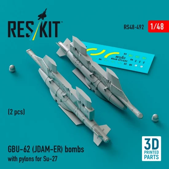 Reskit RS48-0492 1/48 GBU-62 (JDAM-ER) Bombs with Pylons for Su-27 Flanker (2pcs)
