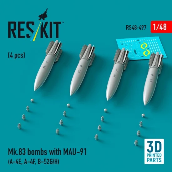 Reskit RS48-0497 1/48 Mk.83 Bombs with MAU-91 (4pcs) for A-4E, A-4F, B-52G/H