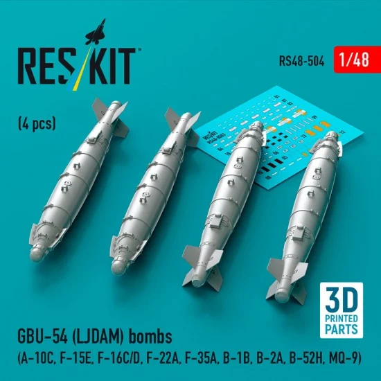 Reskit RS48-0504 1/48 GBU-54 (LJDAM) Bombs (4pcs) for A-10C, F-15E/16C/D/22A/35A, B-1B/2A/52H, MQ-9