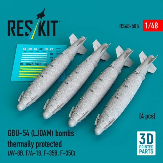 Reskit RS48-0505 1/48 GBU-54 (LJDAM) Bombs Thermally Protected (4pcs) for AV-8B, F/A-18A-F, F-35B, F-35C