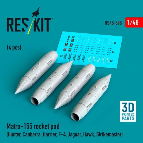 Reskit RS48-0508 1/48 Matra-155 Rocket Pod (4pcs) for Hunter, Canberra, Harrier, F-4, Jaguar, Hawk