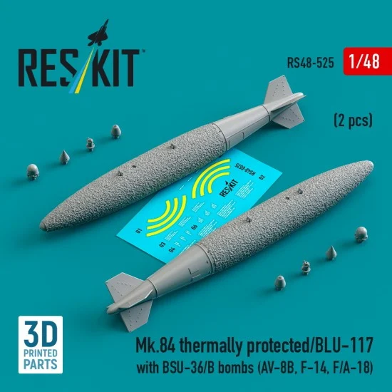 Reskit RS48-0525 1/48 Mk.84 Thermally Protected/BLU-117 with BSU-36/B Bombs for AV-8B/F-14
