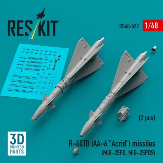 Reskit RS48-0527 1/48 R-40TD (AA-6 Acrid) Missiles (2pcs) for MiG-25PD, MiG-25PDS