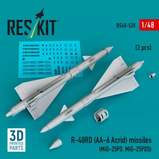 Reskit RS48-0528 1/48 R-40RD (AA-6 Acrid) Missiles (2pcs) for MiG-25PD, MiG-25PDS