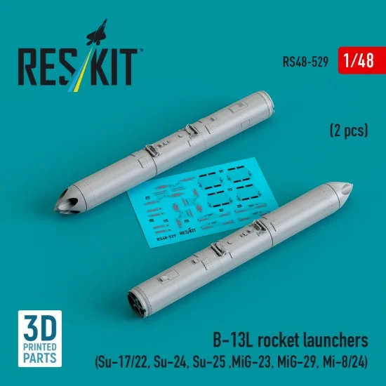 Reskit RS48-0529 1/48 B-13L Rocket Launchers for Su-17/22/Su-24/Su-25 ,MiG-23/MiG-29/Mi-8/24