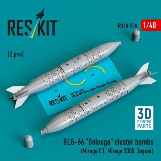 Reskit RS48-0530 1/48 BLG-66 Belouga Cluster Bombs (2pcs) for Mirage F.1, Mirage 2000, Jaguar