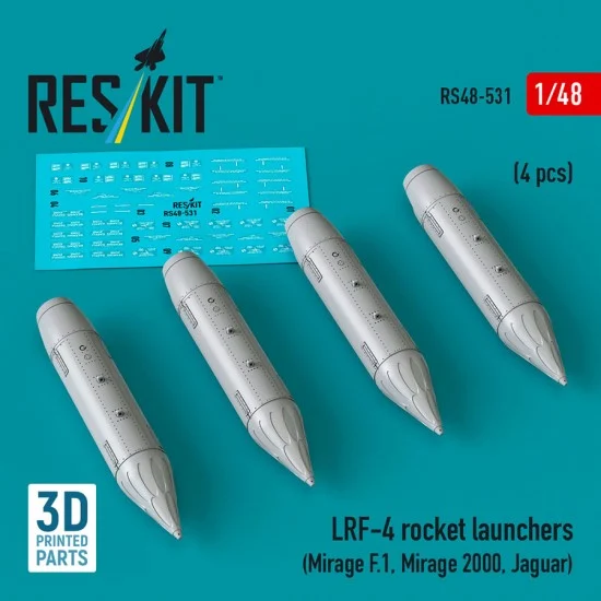 Reskit RS48-0531 1/48 LRF-4 Rocket Launchers (4pcs) for Mirage F.1/Mirage 2000/Jaguar